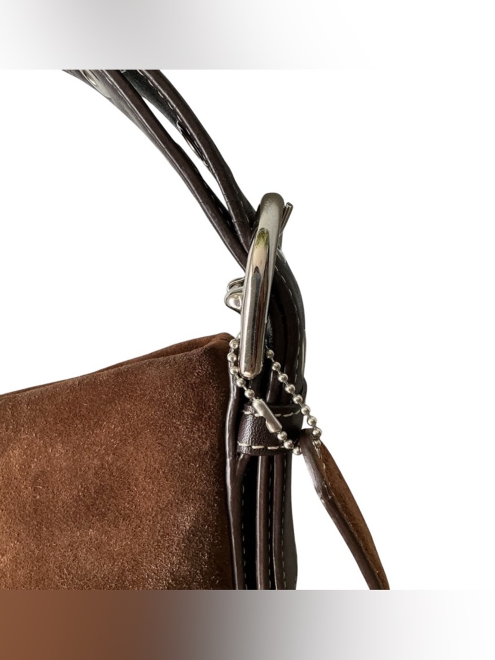 COACH Vintage Y2K Chocolate Brown Suede 2-Way Shoulder & Crossbody Bag CLEAN - Picture 8 of 10